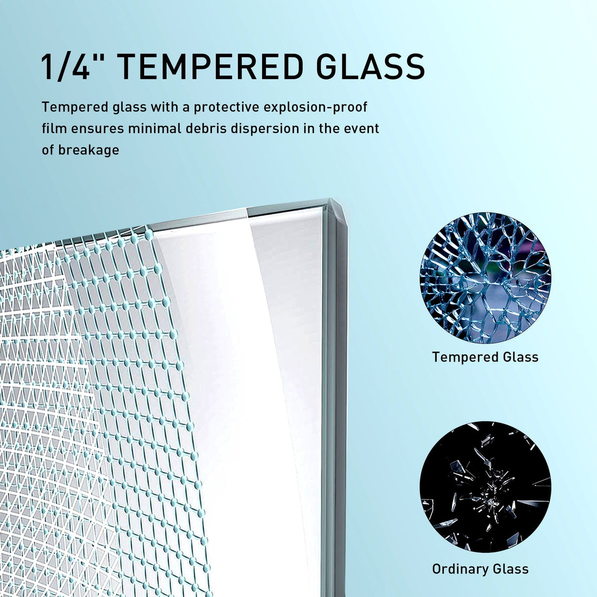 Frameless Soft-Closing Shower Door, 1/4" Tempered Glass Single Sliding