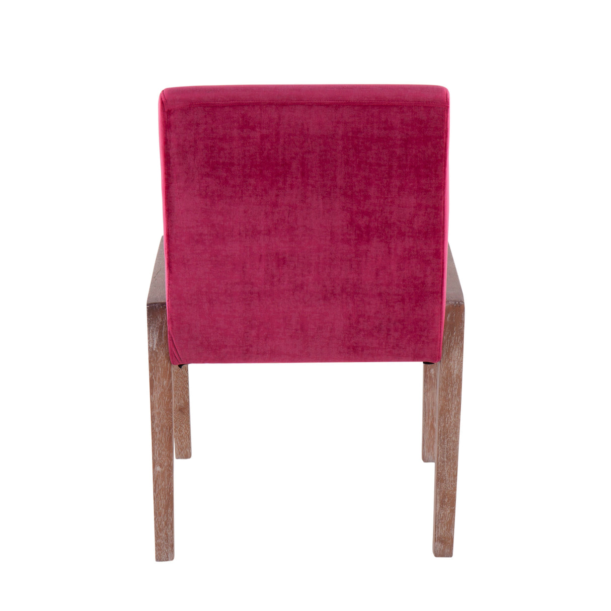 Carmen Contemporary Chair Set of 2 in White Washed Wood and Pink Velvet