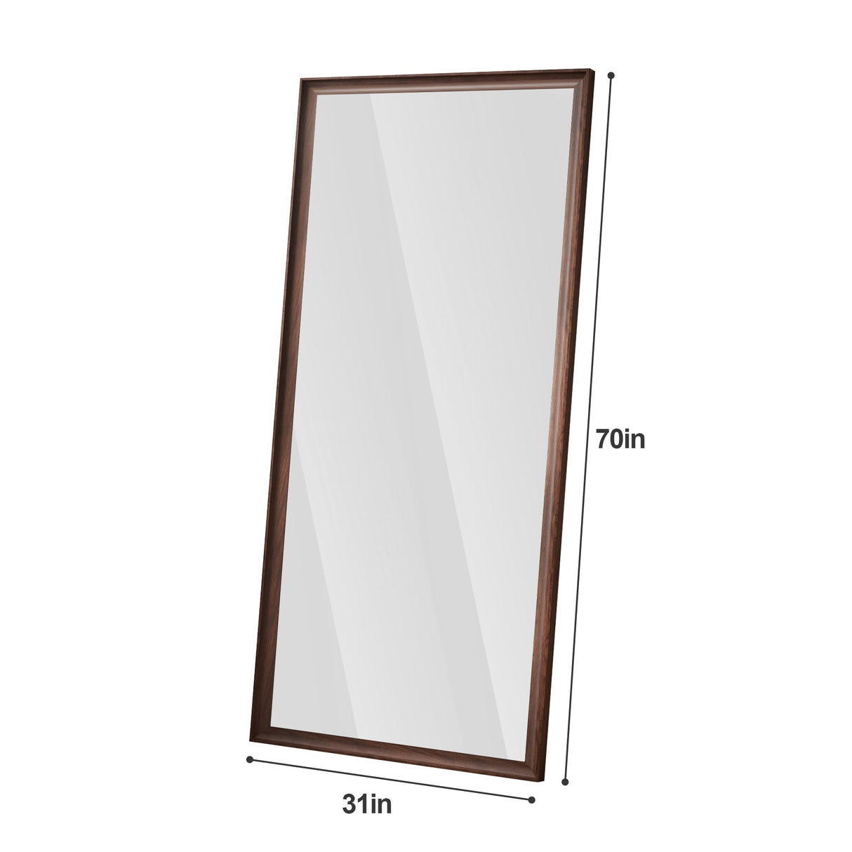 Vintage Full Length Mirror 70'x 31' Wall-Mounted with Faux Wooden Frame in Brown