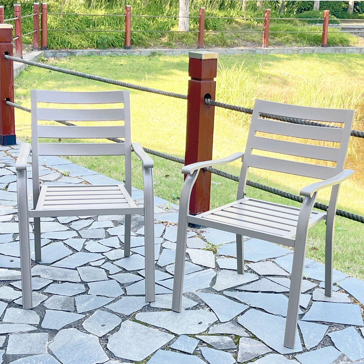 VRSHWO Iron Terrace Dining Chairs, Set of 2