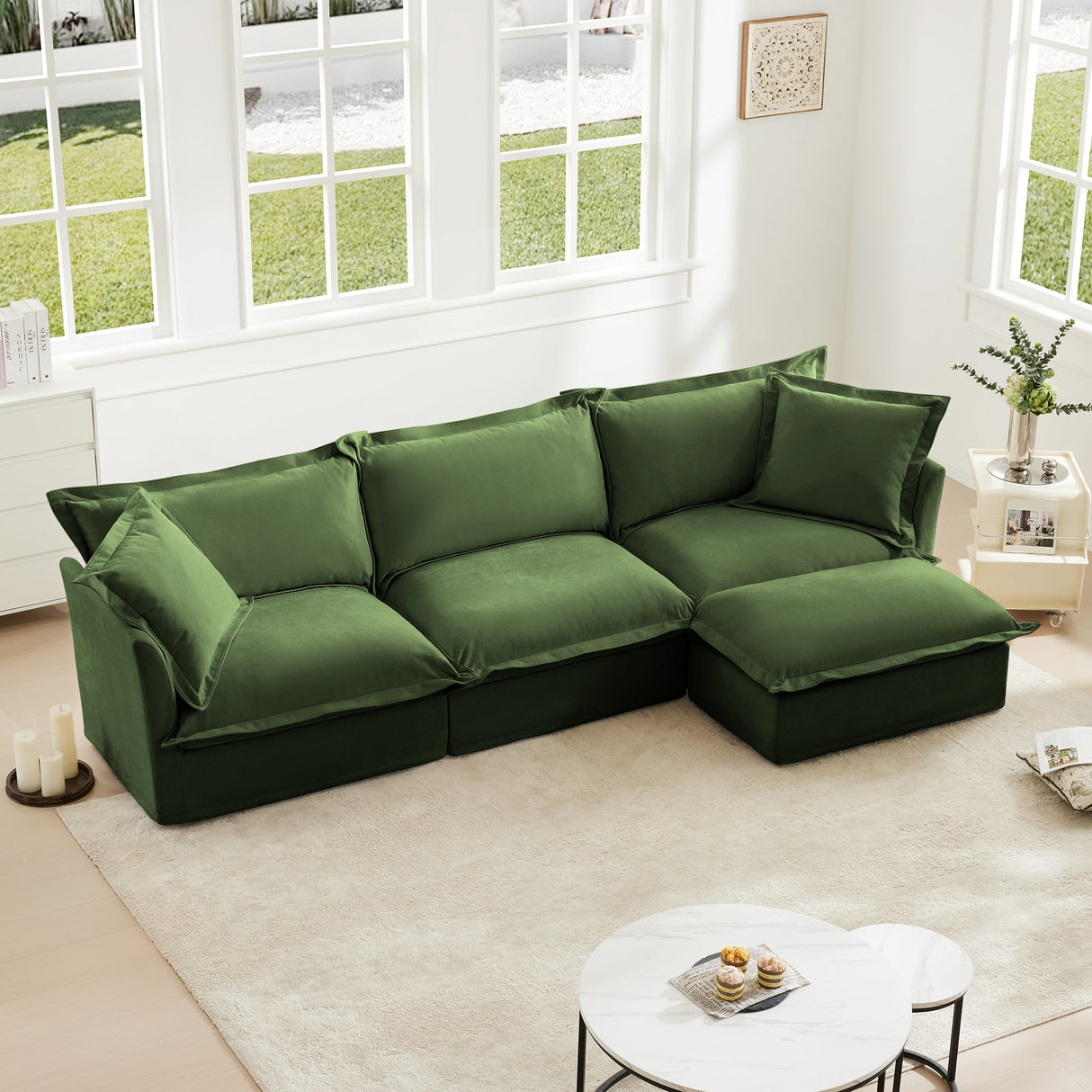 L-Shaped Slipcovered Sectional Sofa