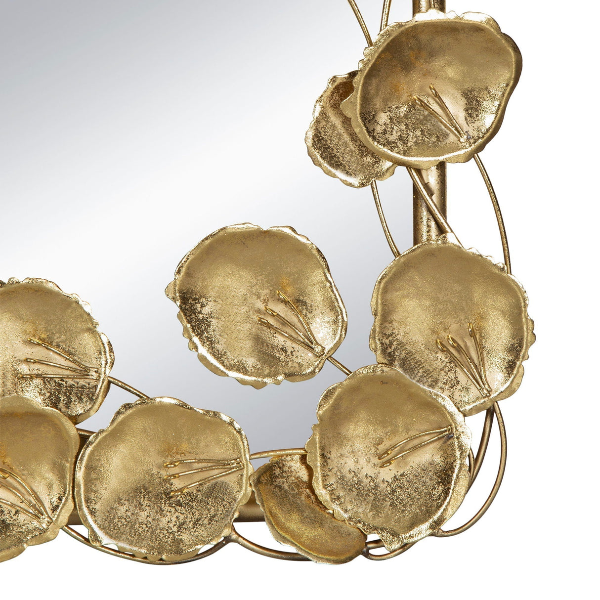 Full Length Mirror With Leaf Accents - Gold