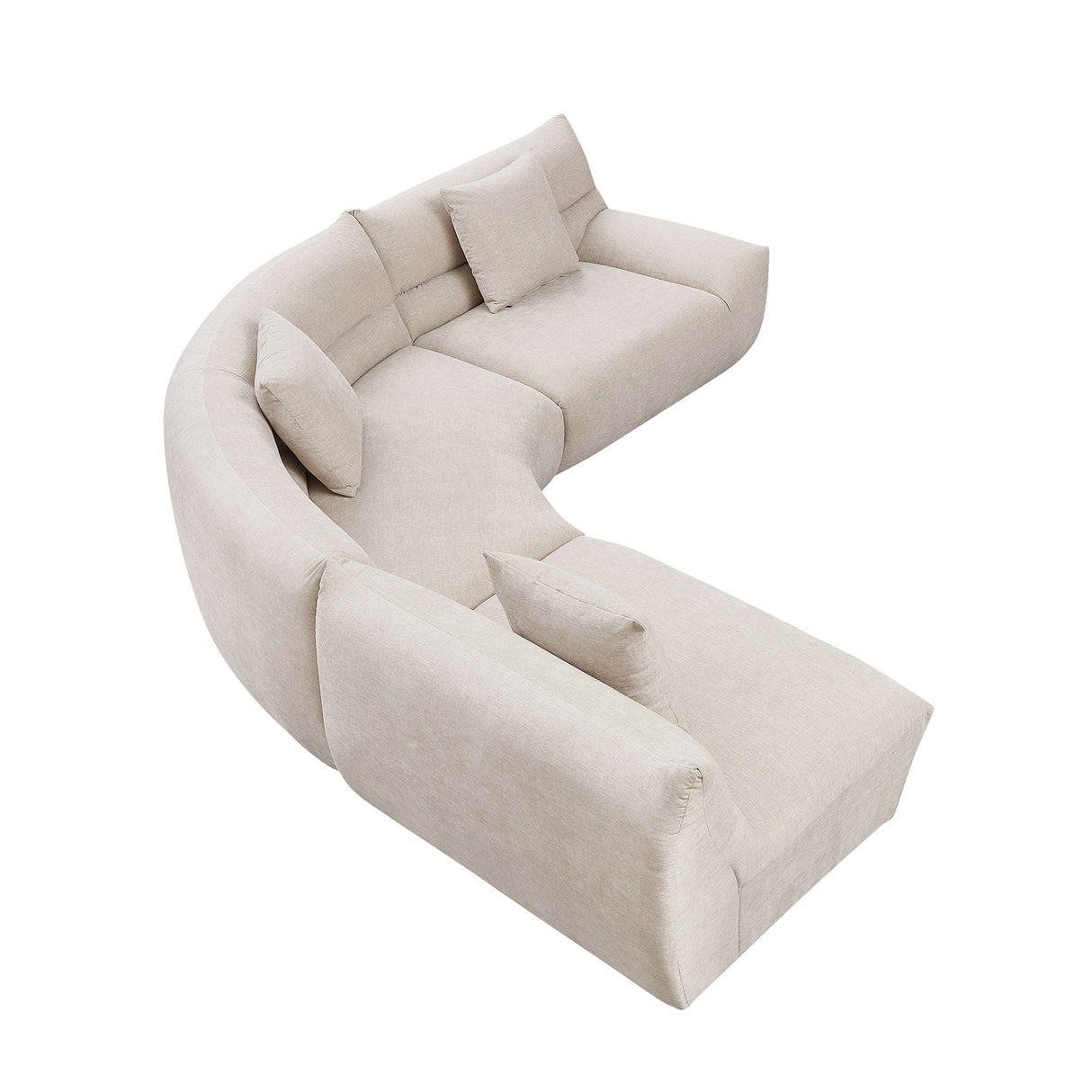 Modular Curved Sectional Sofa, 3-Piece Free-Form Configuration