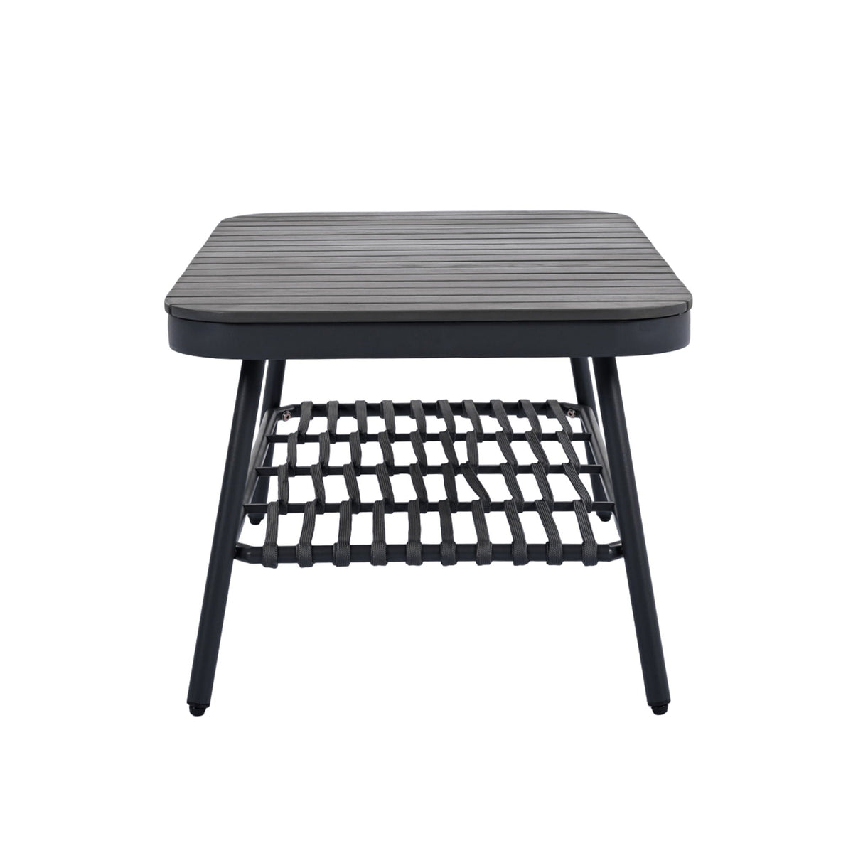 4 Piece Outdoor Patio Furniture Set, Metal Chairs With Woven Rope U Shaped Backrest