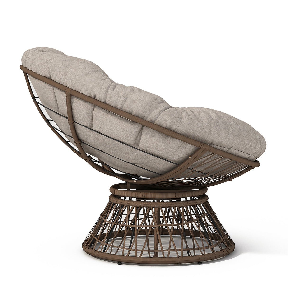 Ergonomic Wicker Chair with Cloud Density Cushion and Swivel