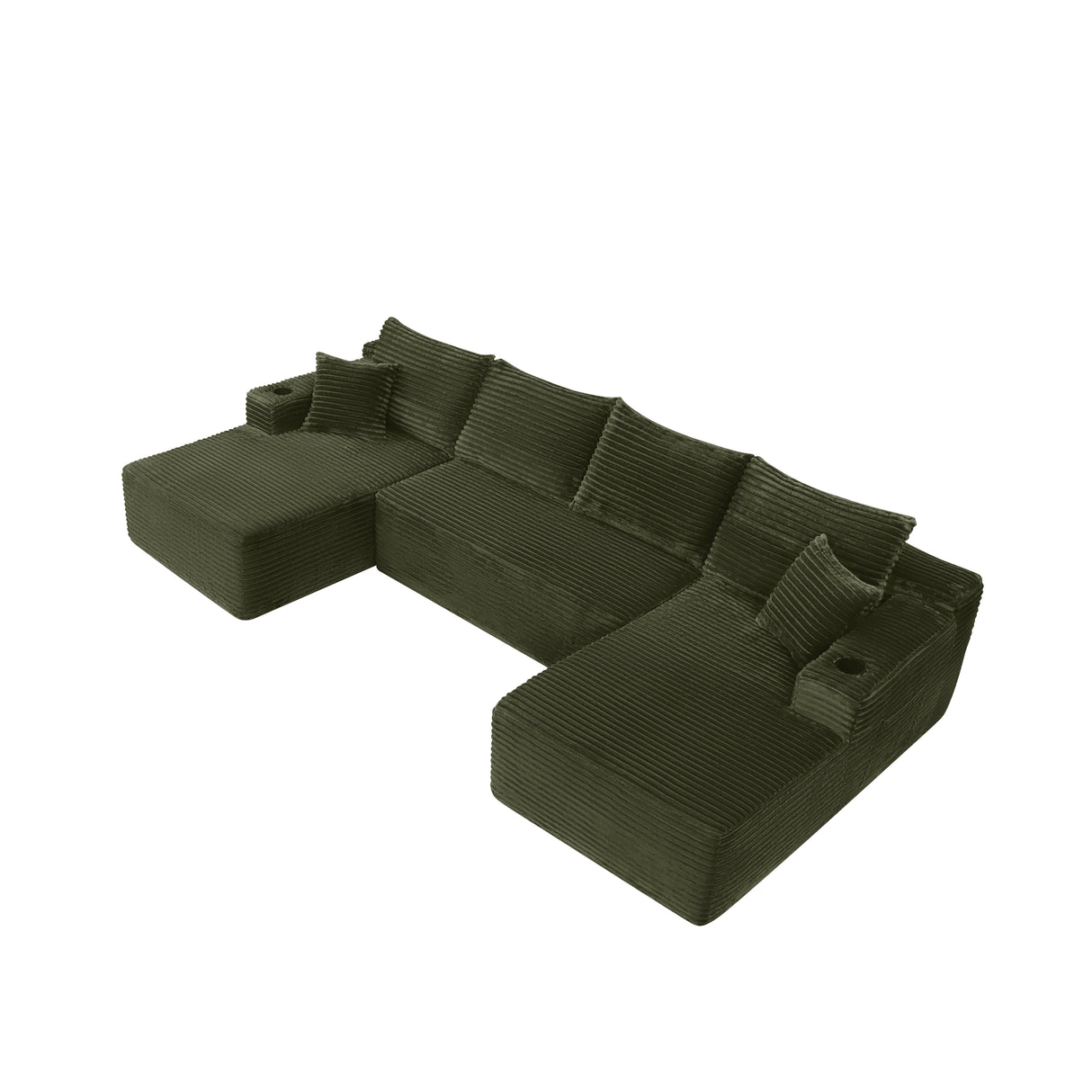 134" Cloud Sectional Sofa with U-Shape Chaise and Side Pockets