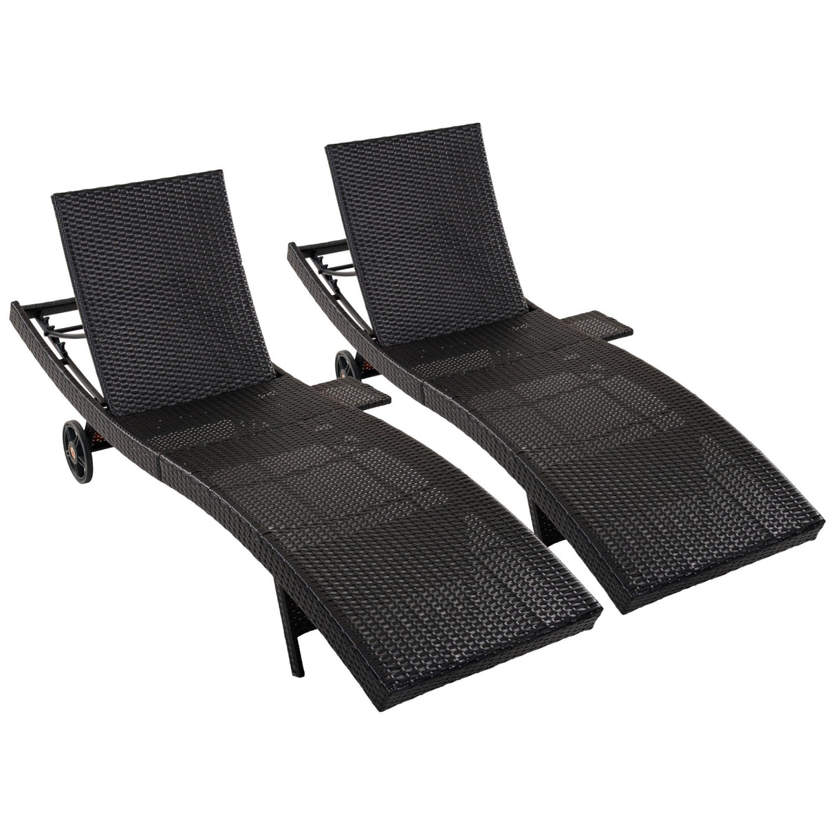 K&K 80'' Patio Wicker Chaise Lounge Chairs Set of 2
