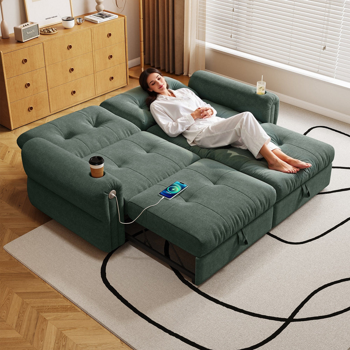 Chenille Convertible Sofa Bed