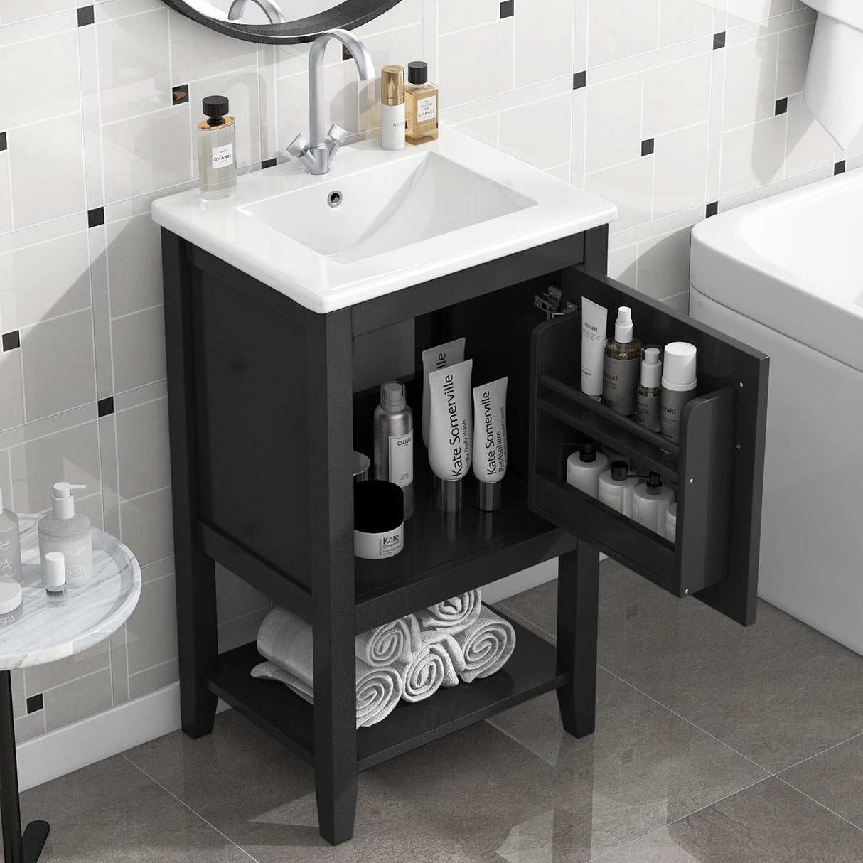20" Bathroom Vanity with Sink and Storage Rack