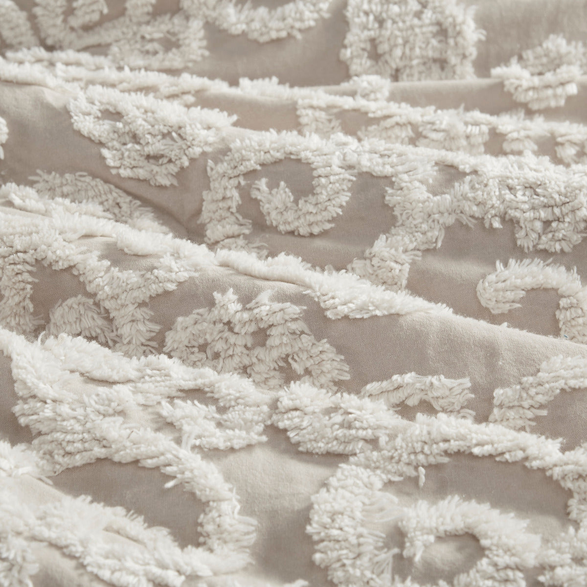 Taupe Cotton Comforter Mini Set with Tufted Chenille Embroidery - King