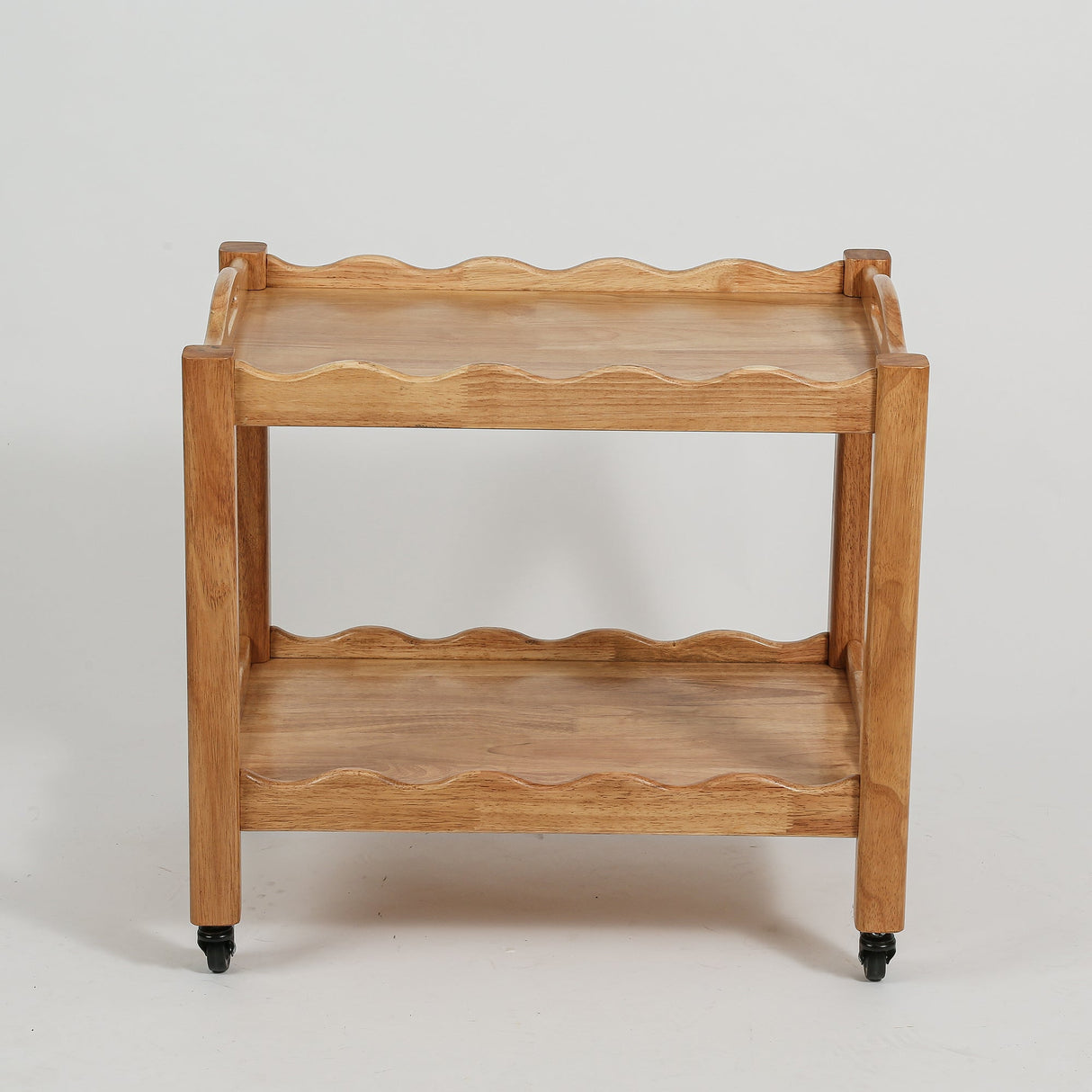 Solid Rubberwood Rolling Side Table