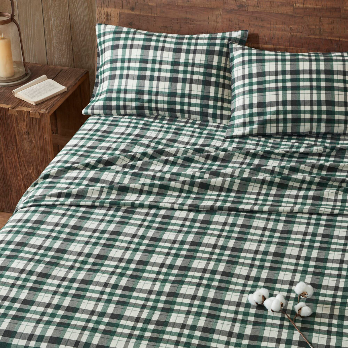 4 Pieces Queen 100% Cotton Flannel Printed Sheet Set Finton