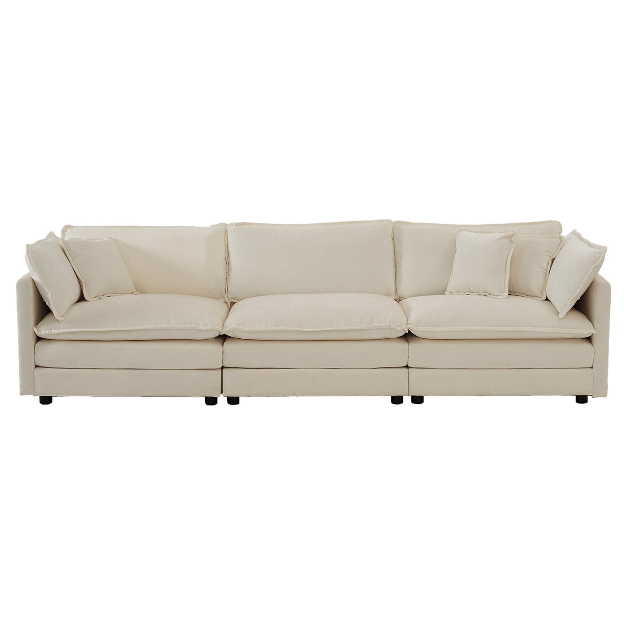 2-Piece Upholstered Living Room Sectional Sofa Set in Beige Chenille