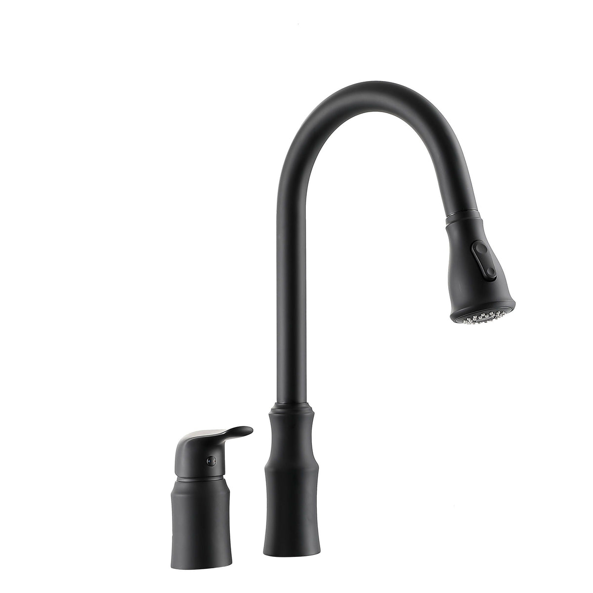 16.9" Kitchen Sink Faucet With Separate Handle And Pull Down Sprayer, Lead Free Brass - Matte Black