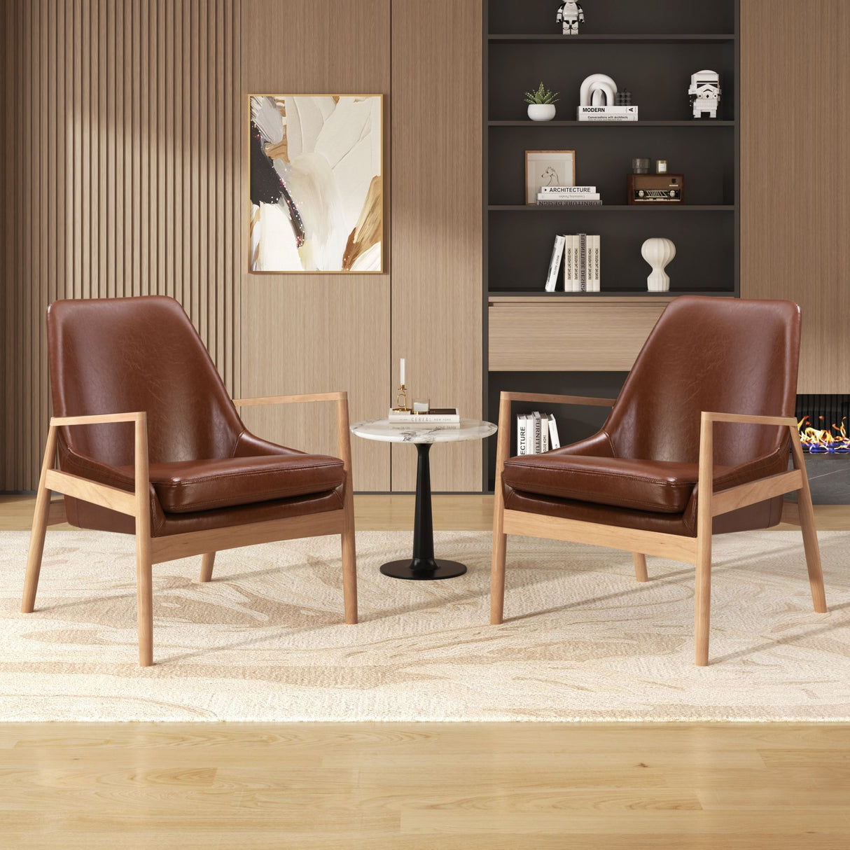 Mid-Century Modern Accent Armchair With High Back