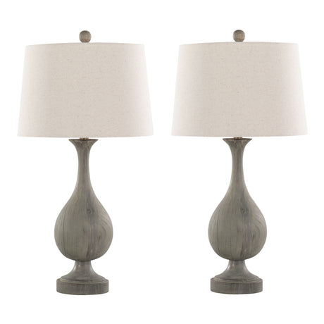 Cipolla-Poly-29'-Farmhouse-Polyresin-Table-Lamp-in-Acid-Dusty-Wood-Poly,-Antique-Soft-Brass-Set-of-2-Table-Lamps