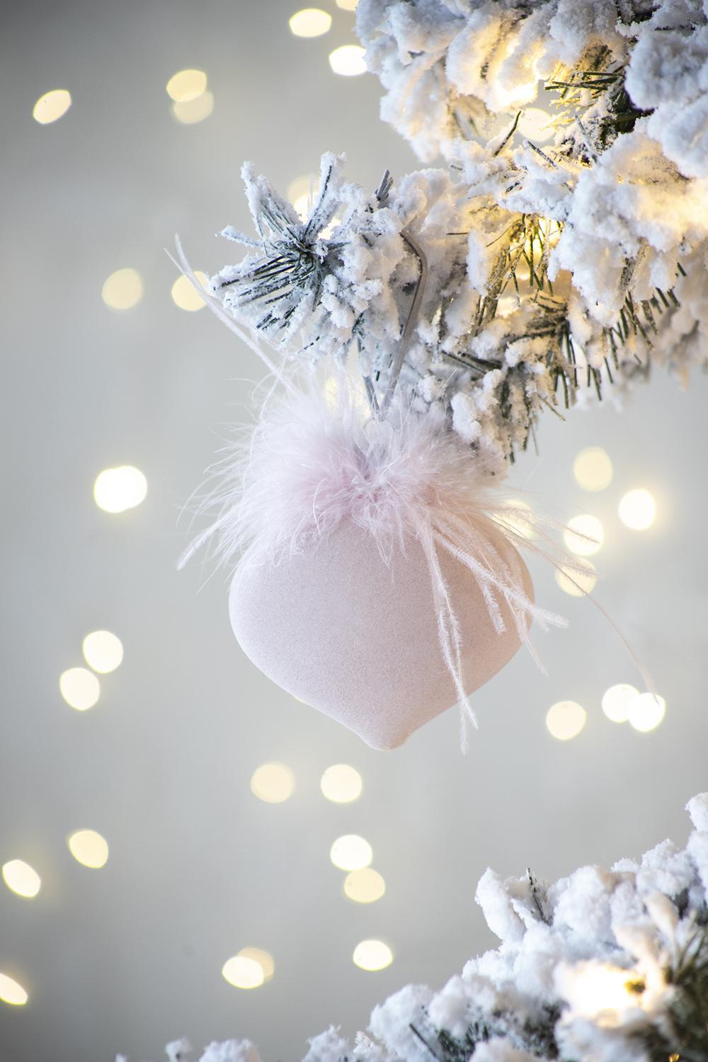 Christmas Ball Ornaments, Glass Decorative Hanging Ball Christmas Tree Ornaments For Holiday Party Decorations (Set of 6) - Pink