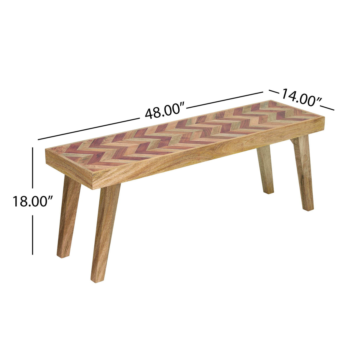 Artisan Handcrafted Mango Wood Bench Rustic Boho Style - Natural