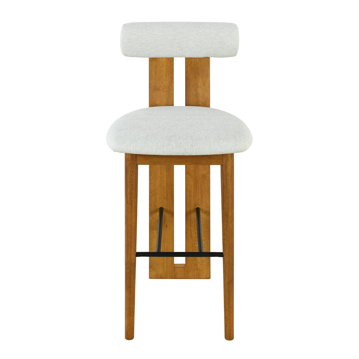 Renee Indoor Wooden Upholstered Barstool with Rubberwood Frame - Ivory or Walnut