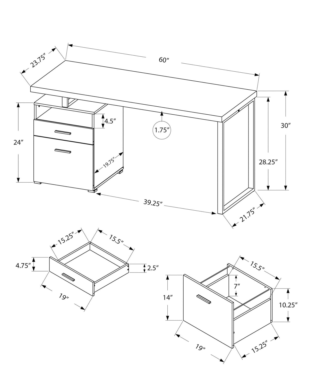 Computer Desk for Home Office with Storage Drawers