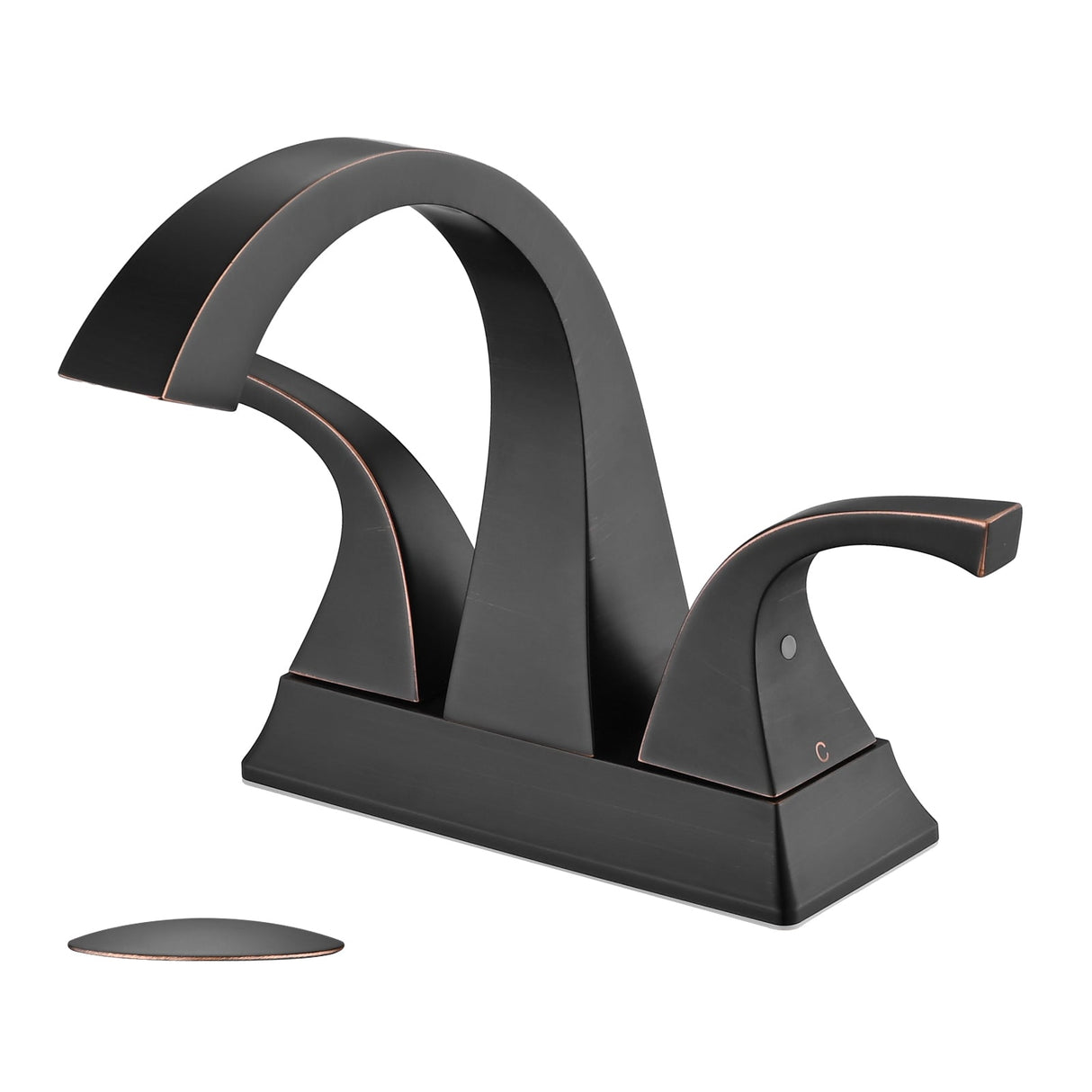 Two Handle 4 Inch Centerset Bathroom Sink Faucet with Pop-Up Drain, Oil Rubbed Bronze