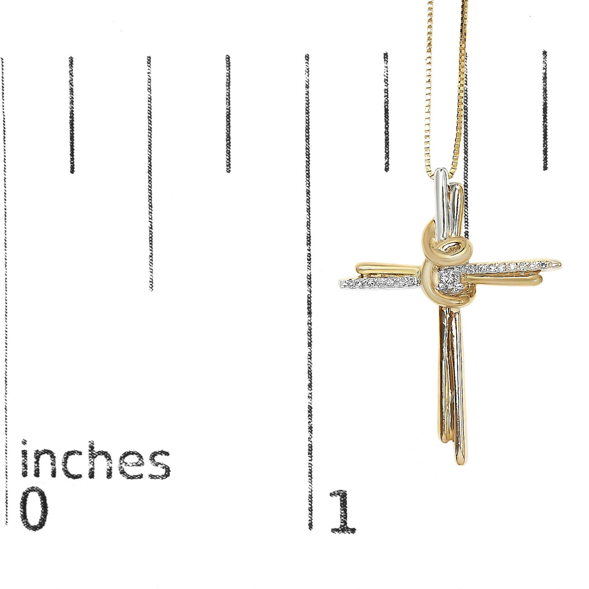 Espira 10K Two-Tone Yellow & White Gold Diamond-Accented Cross 18" Pendant Necklace (J-K Color, I2-I3 Clarity)