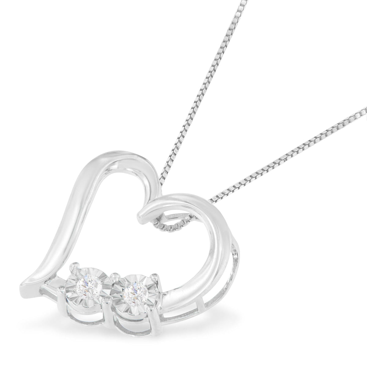 .925 Sterling Silver 1/10 cttw Diamond Heart Pendant Necklace (I-J, I3)