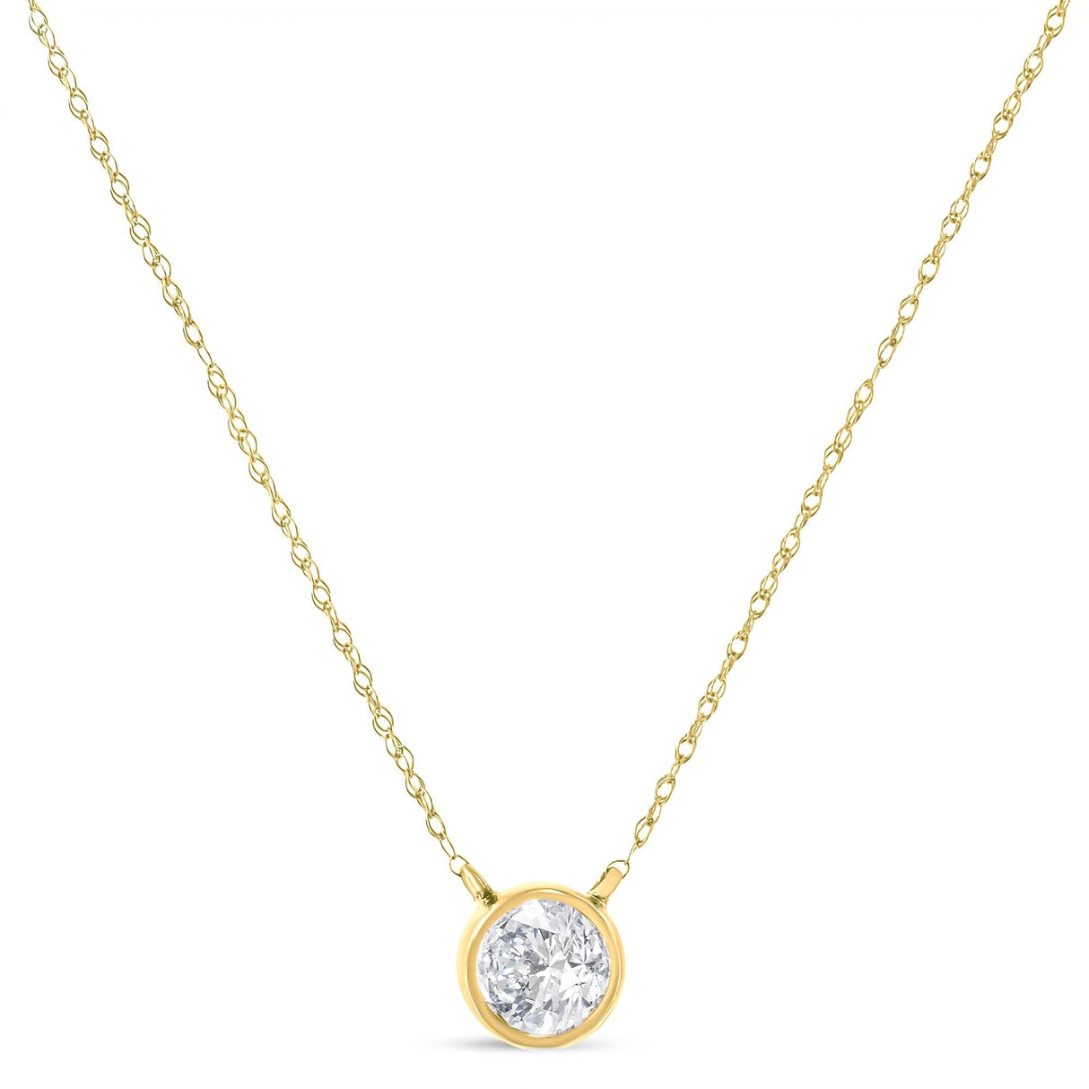 .925 Sterling Silver Round-Cut Diamond Bezel 18" Pendant Necklace (J-K Color, I1-I2 Clarity)