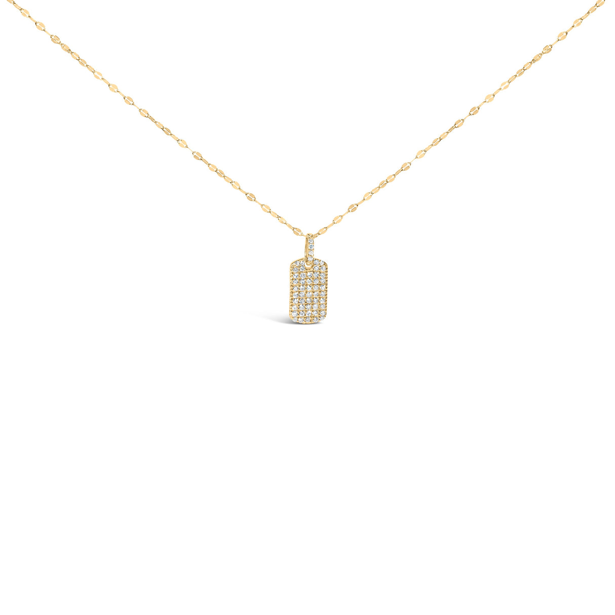 14K Yellow Gold 1/3 Cttw Diamond Dog Tag Pendant Necklaces 18"