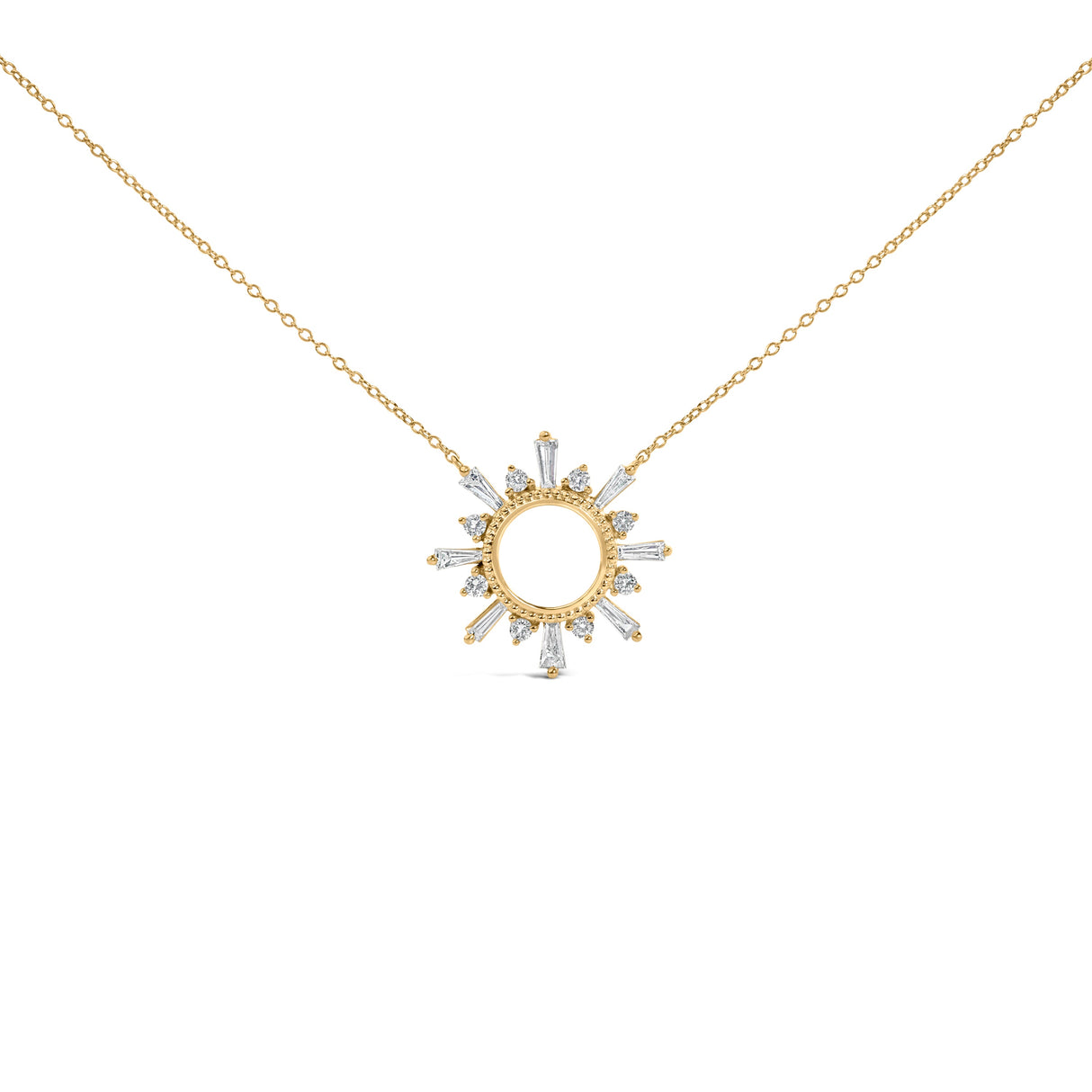 14K Yellow Gold Plated Sterling Silver 5/8 Cttw Diamond Open Starburst Pendant Necklace