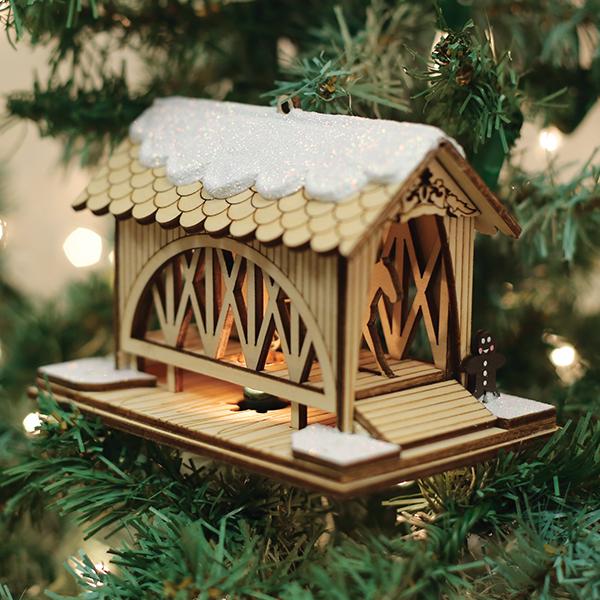 Covered Bridge & Sleigh Gingerbread Lighted Holiday Decoration