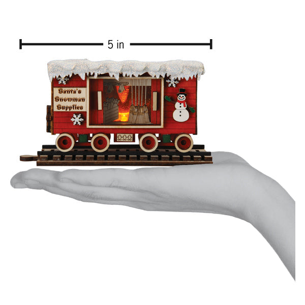 Snowman Box Car Ornament