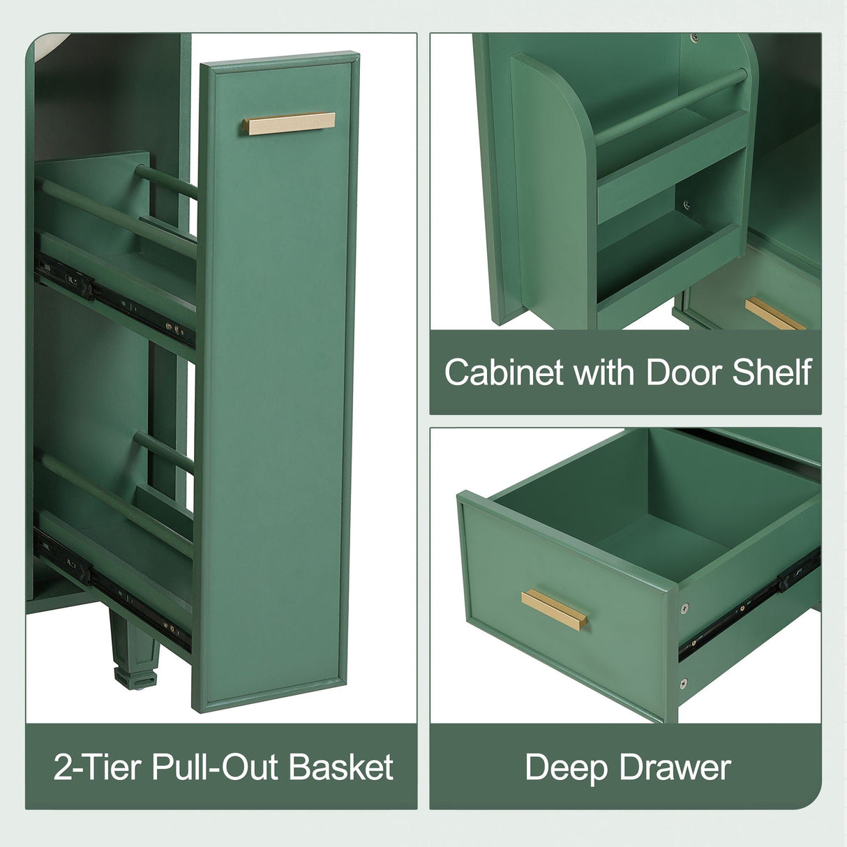 Bathroom Vanity With Sink, Deep Drawer, Door Shelf, 2 Tier Basket