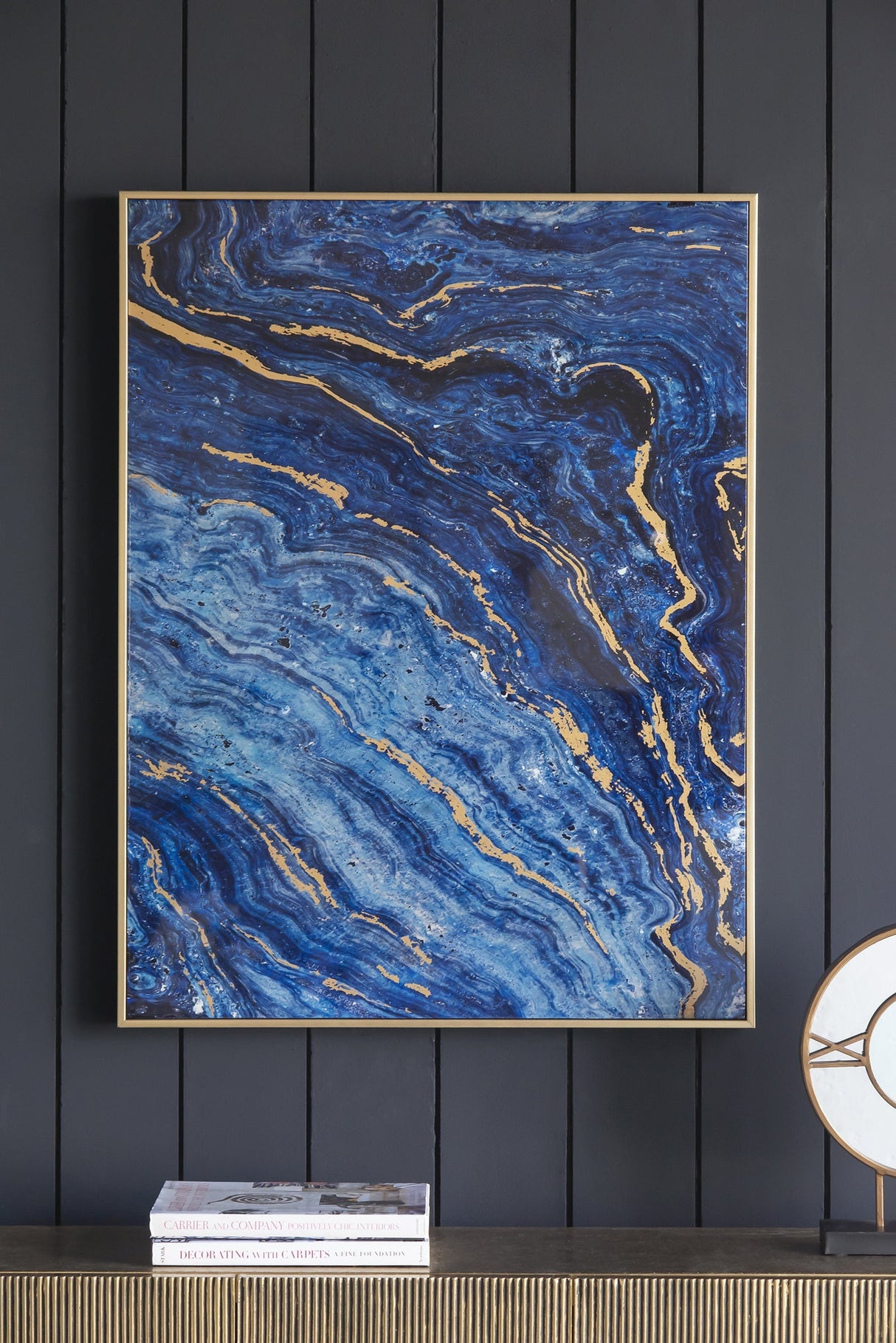 The Oceanus Elegance™ — Marbled Blue & Gold Panel Wall Art
