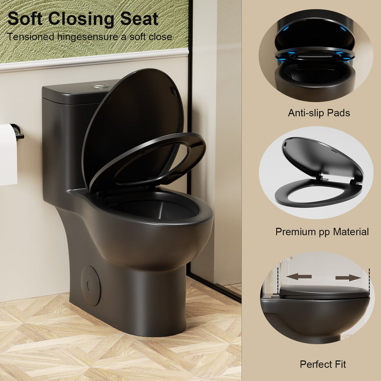 1.1/1.6 GPF Tornado Flush One-Piece Toilet with Comfort Chair Seat ADA Height 17"