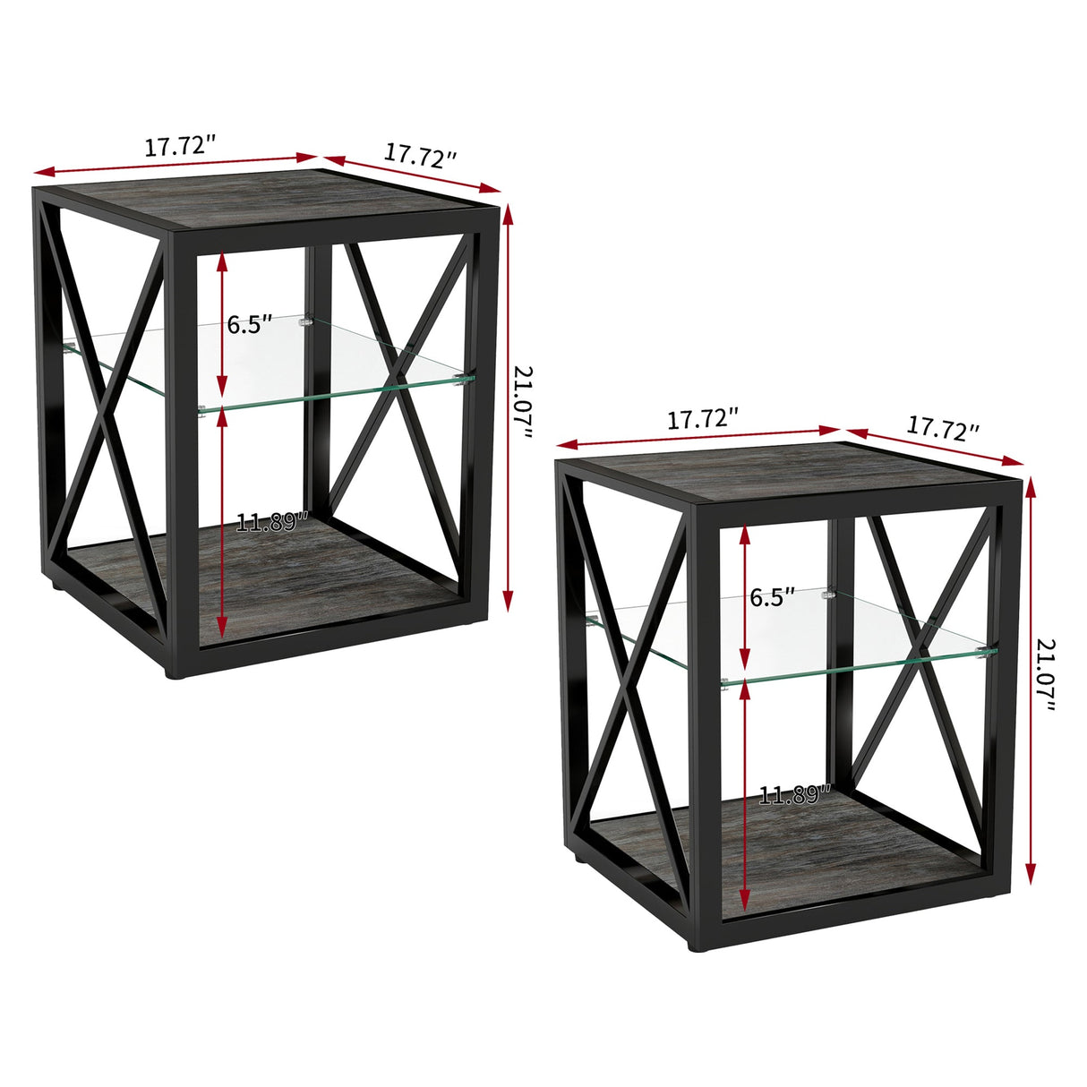 Set of 2 Modern End Tables for Bedroom & Living Room