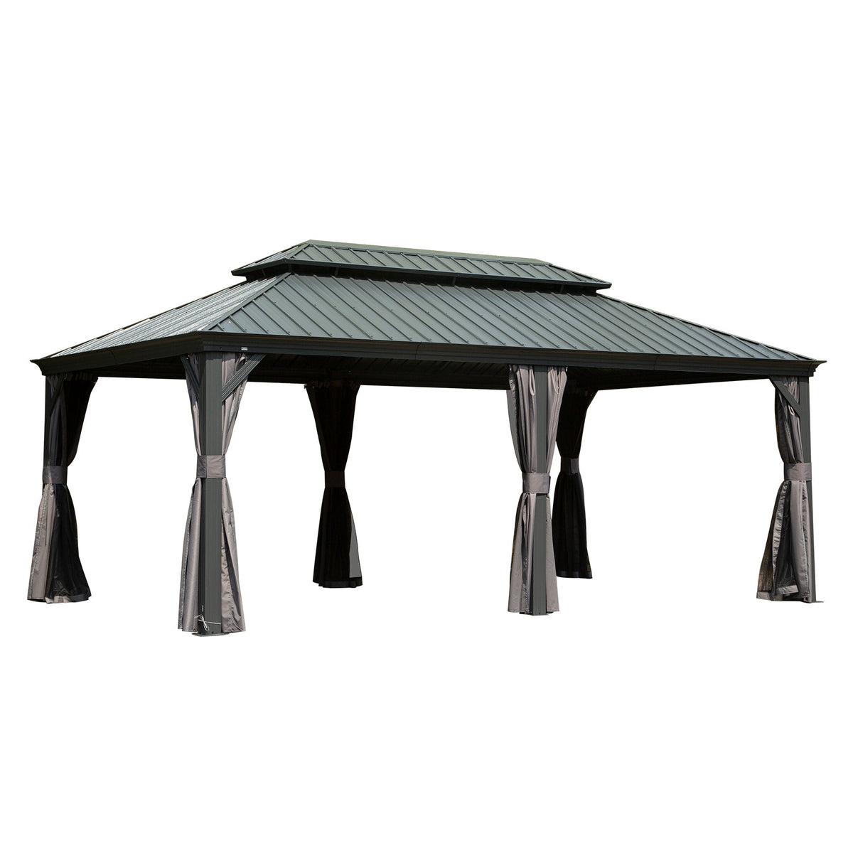 12' x 20' Hardtop Gazebo with Double Roof Canopy