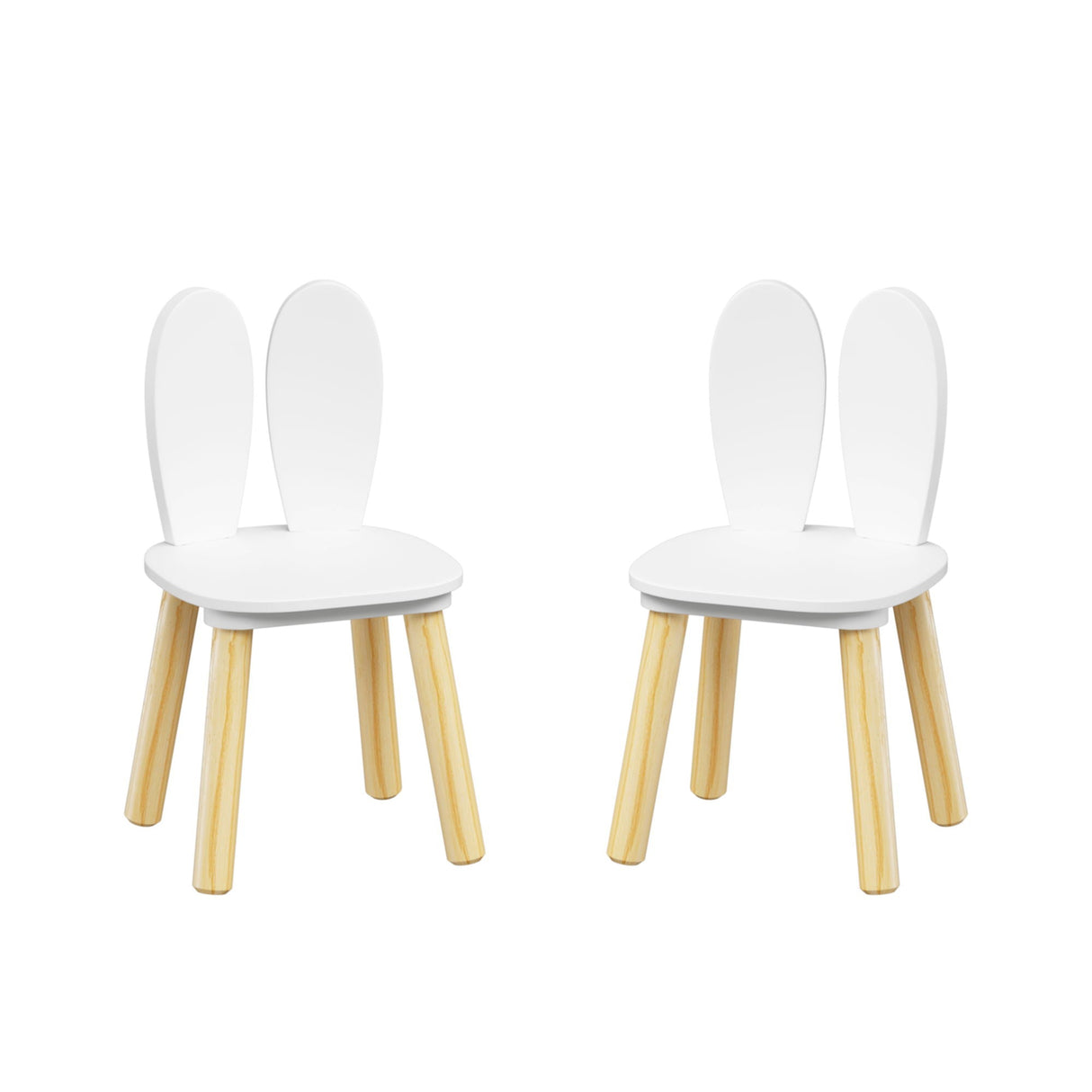 Rabbit Themed Table And 2 Chairs Set - White