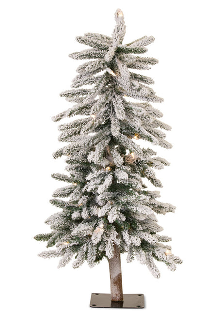 LED-Flocked-Alpine-Pencil-Tree-with-Metal-Base-3'H-Christmas-Decor