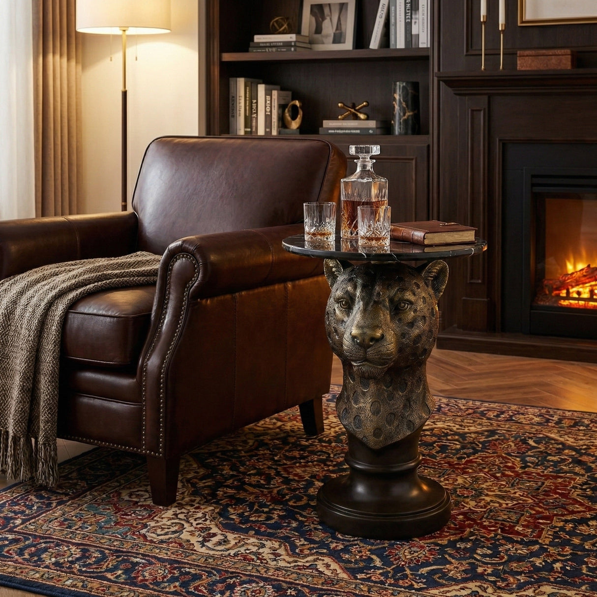 Leopard Head Accent Table