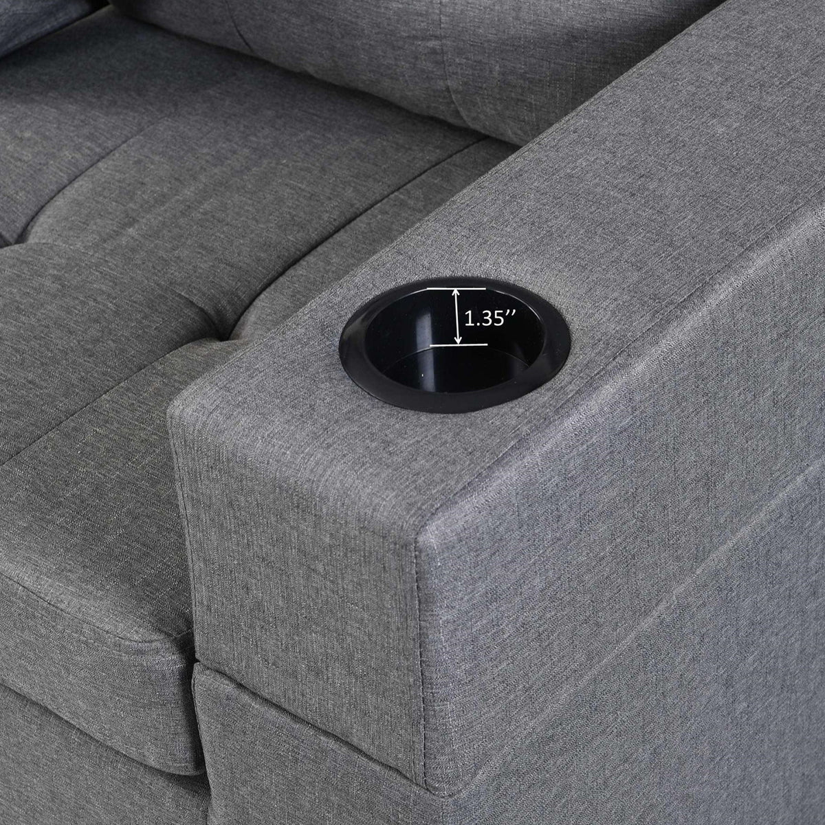 Modern Sectional Sofa Set With L Shape Chaise Lounge, Cup Holder, 4 Seat - Gray