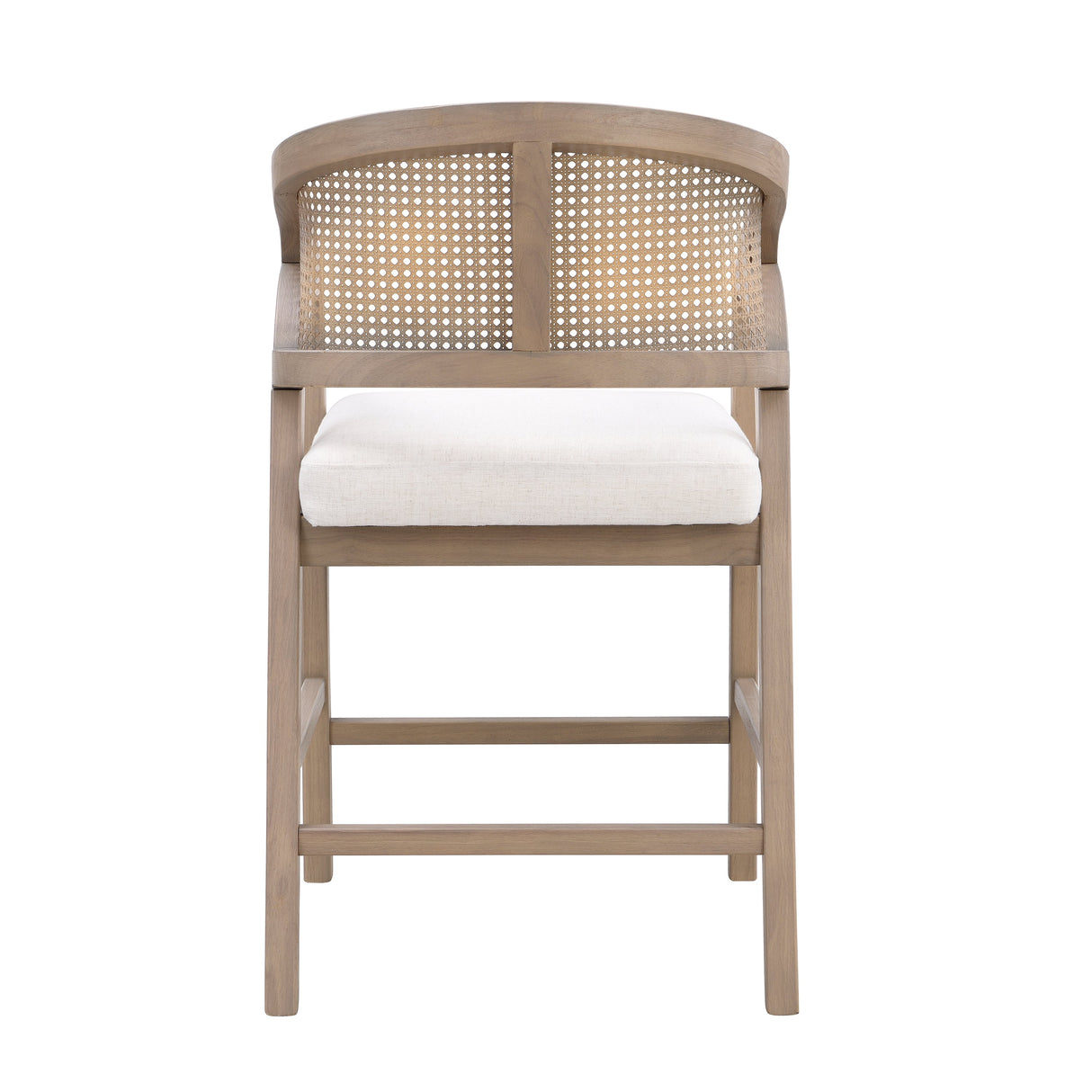 Wooden Frame Counter Stool with Rattan Back, Set of 2