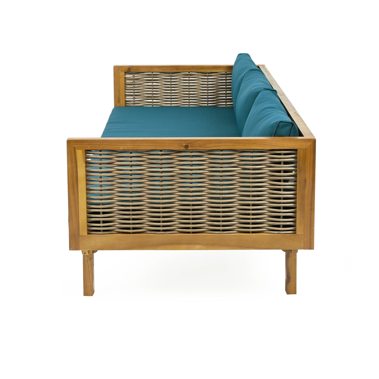 Claremont 3 Seater Daybed with Rattan Arms and Acacia Wood Frame