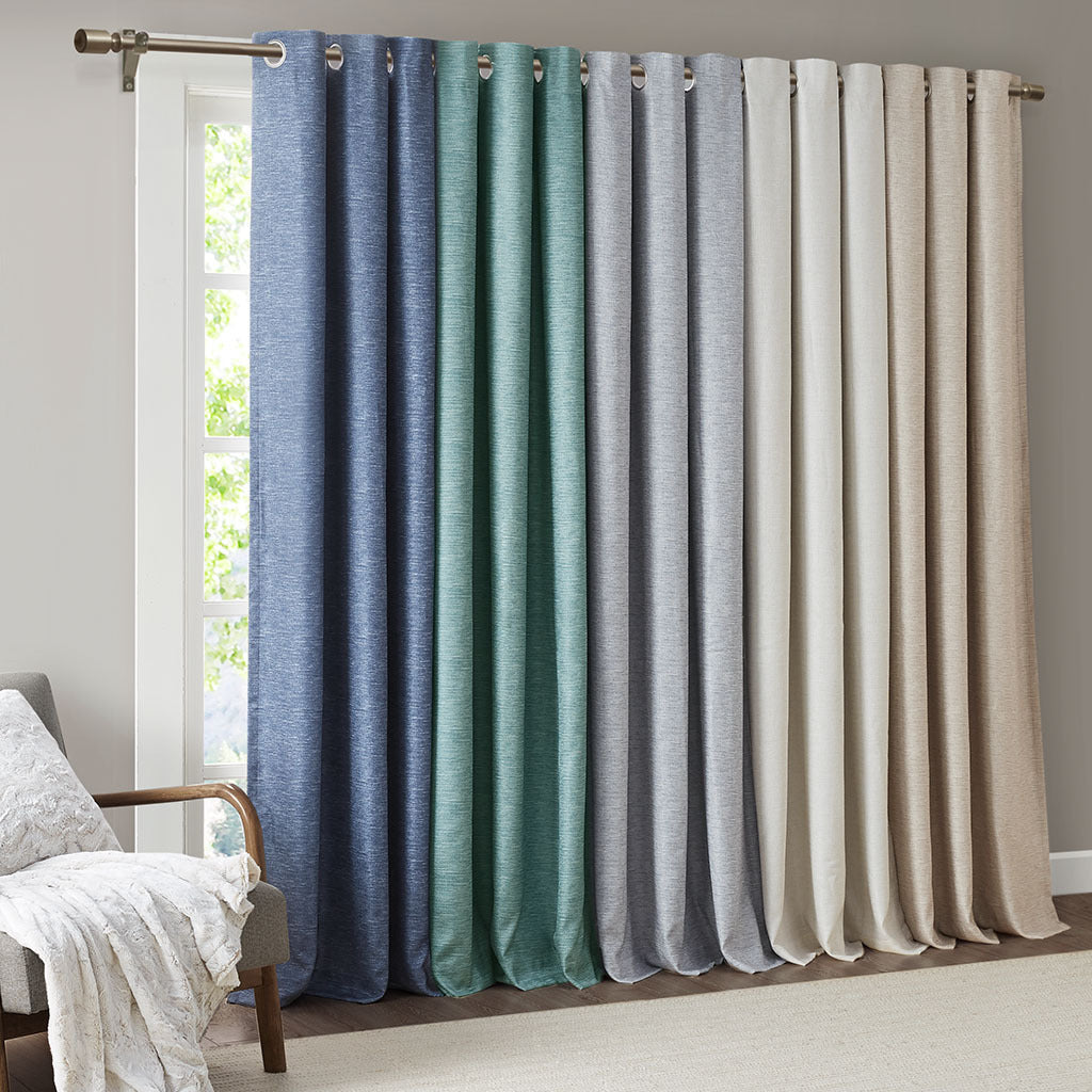 Tonal printed faux silk total blackout curtain panel pair(2 pcs window panels)