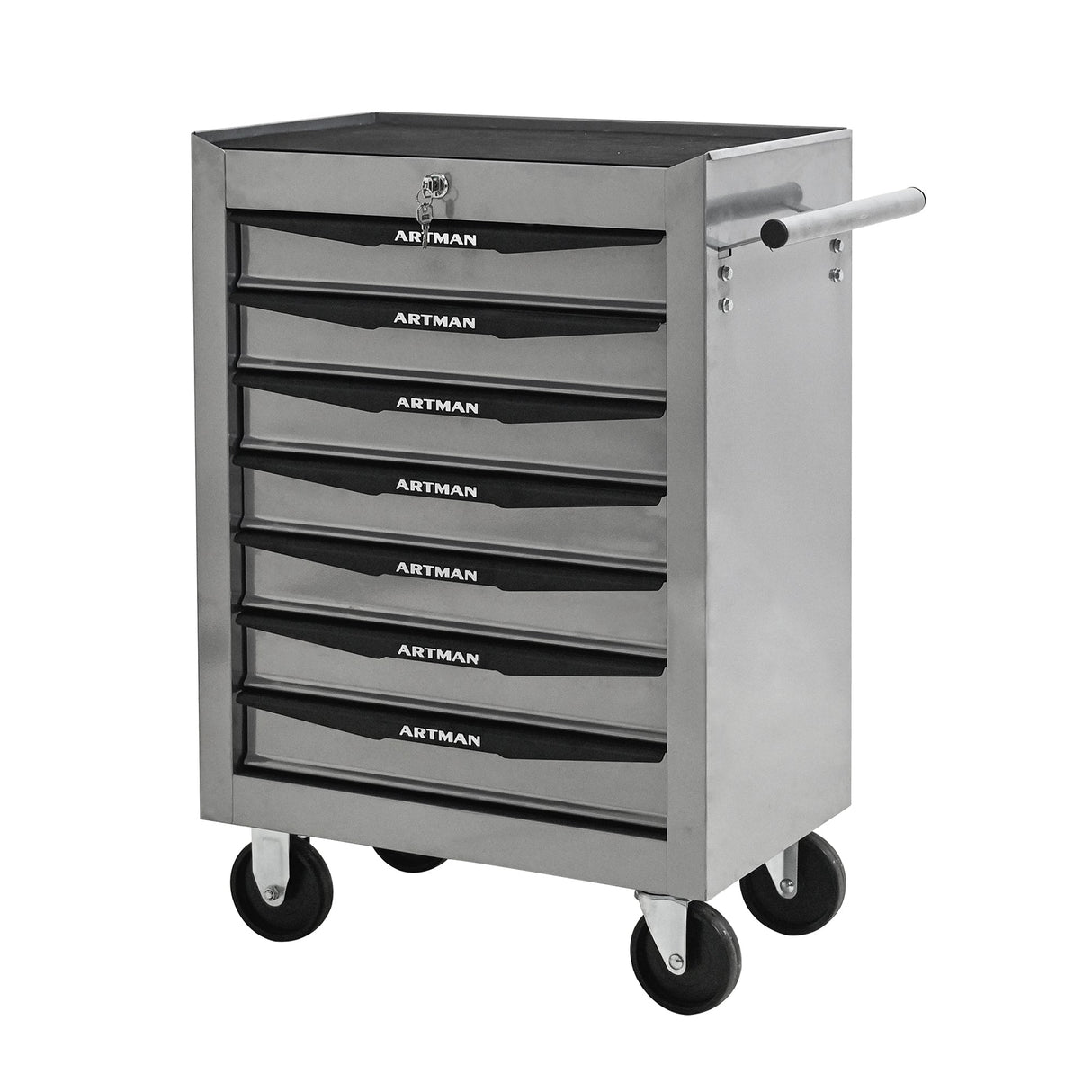 Rolling Metal Tool Chest with 7 Drawers, 20" Cabinet Silver