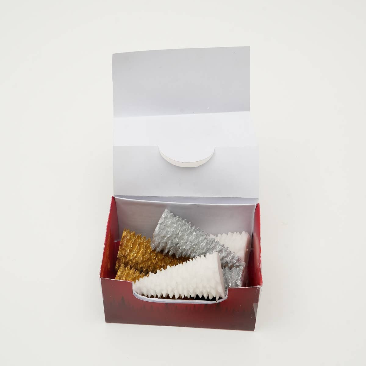 Holiday Luster Candle Box - 6 Pcs Christmas Tree Candles