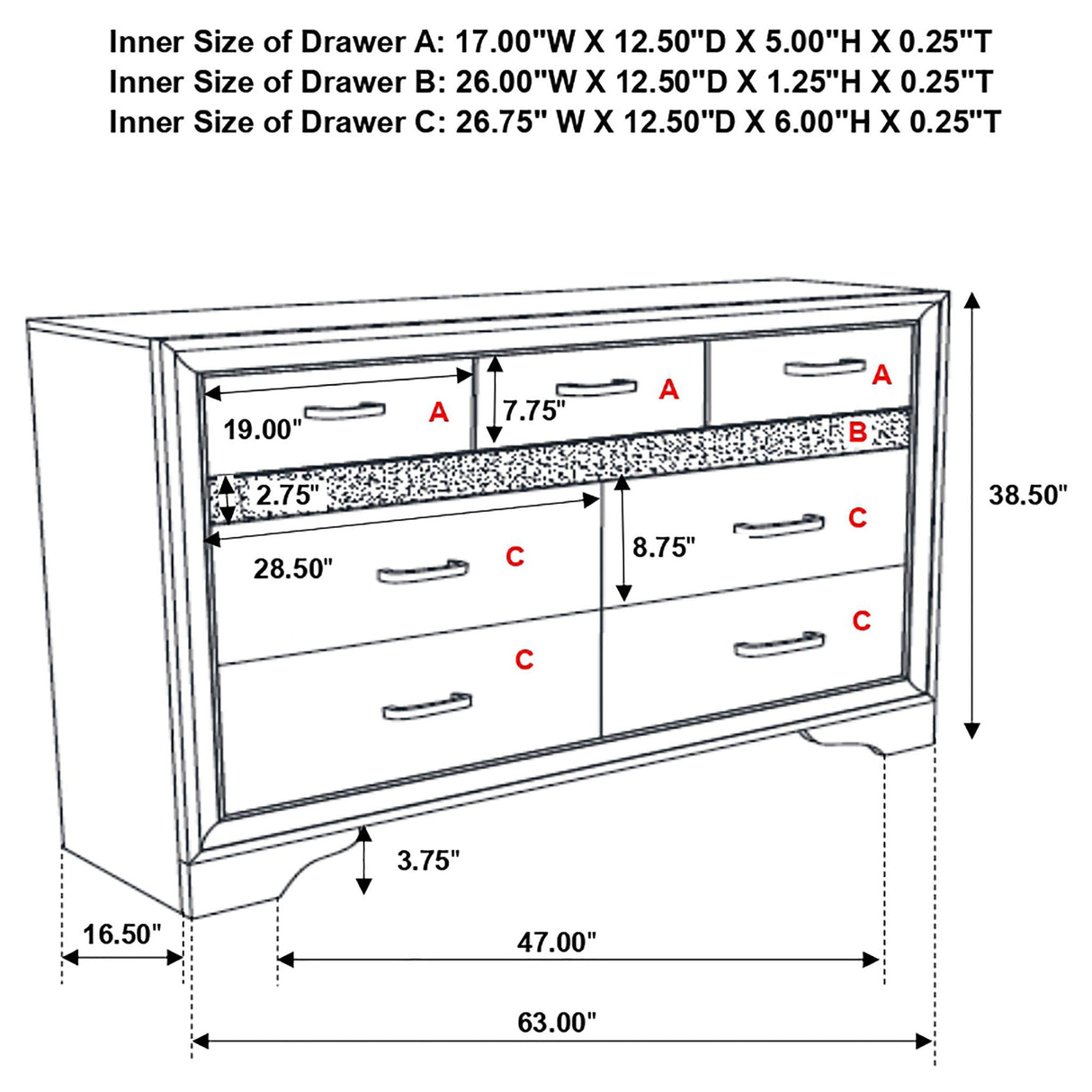 Annie - 9 Drawer Dresser