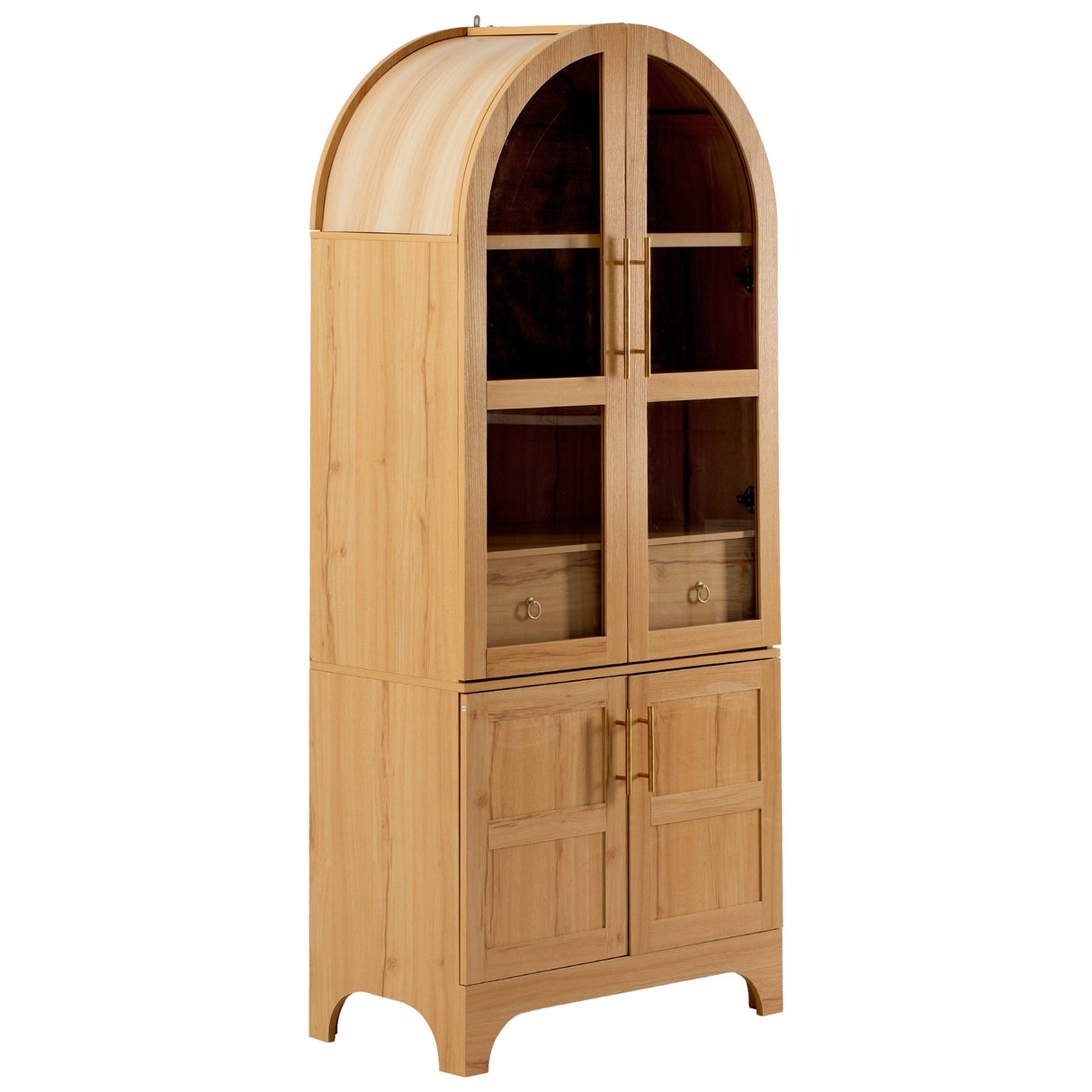 K&K 71' Tall Arched Kitchen Pantry Cabinet with Adjustable Shelves