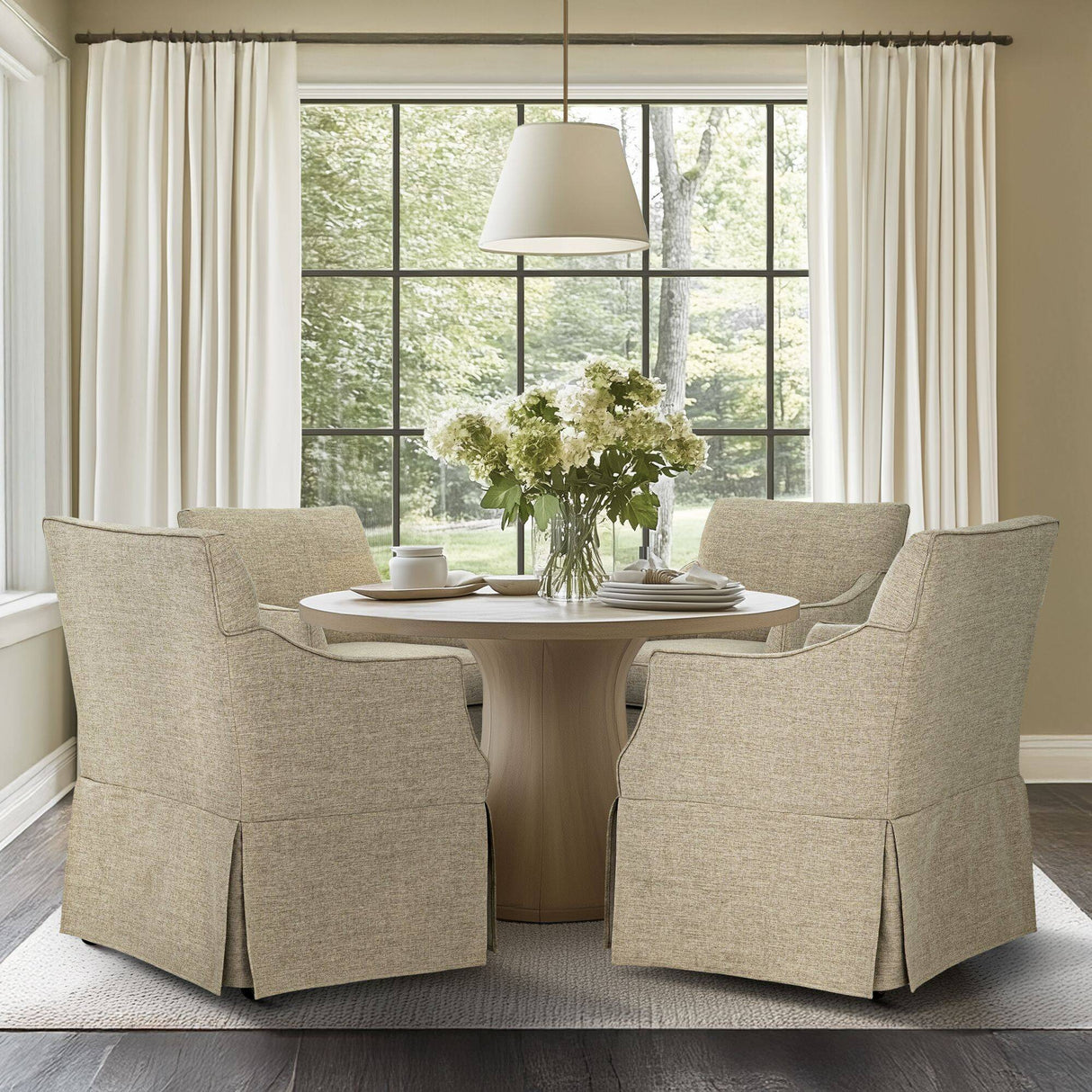 London - Upholstered Skirted Dining Arm Chair