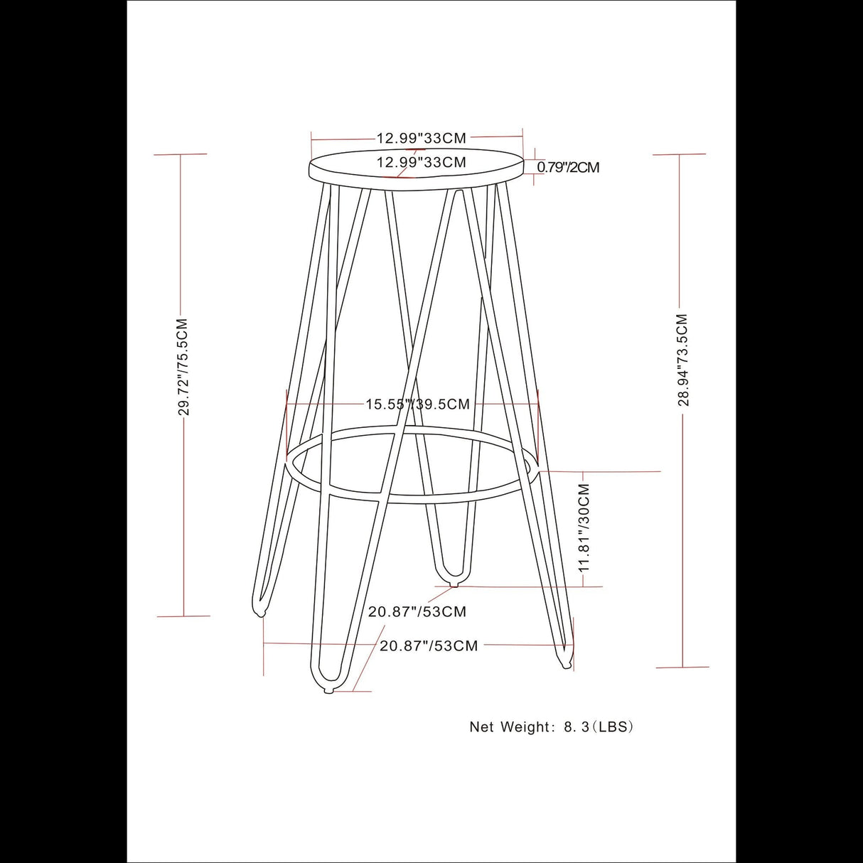 Simeon - Multifunctional Metal Stool With Wood Seat